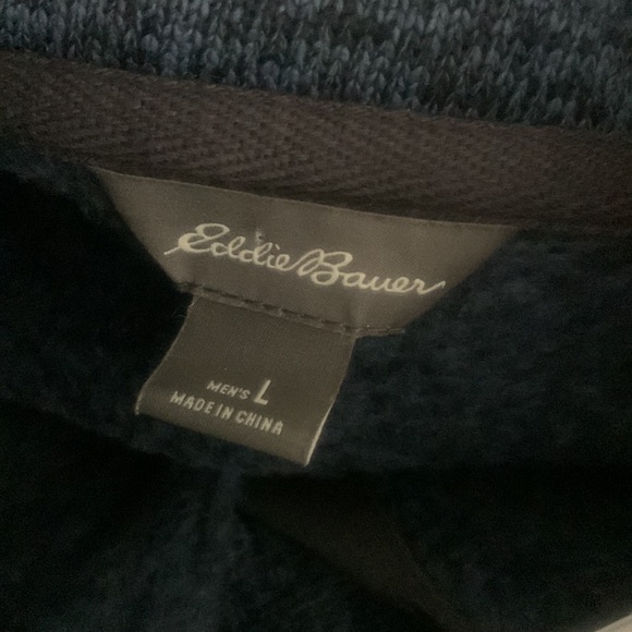 Eddie Bauer Black & Blue 3/4 Snap Up Pullover Size L - Picture 6 of 6